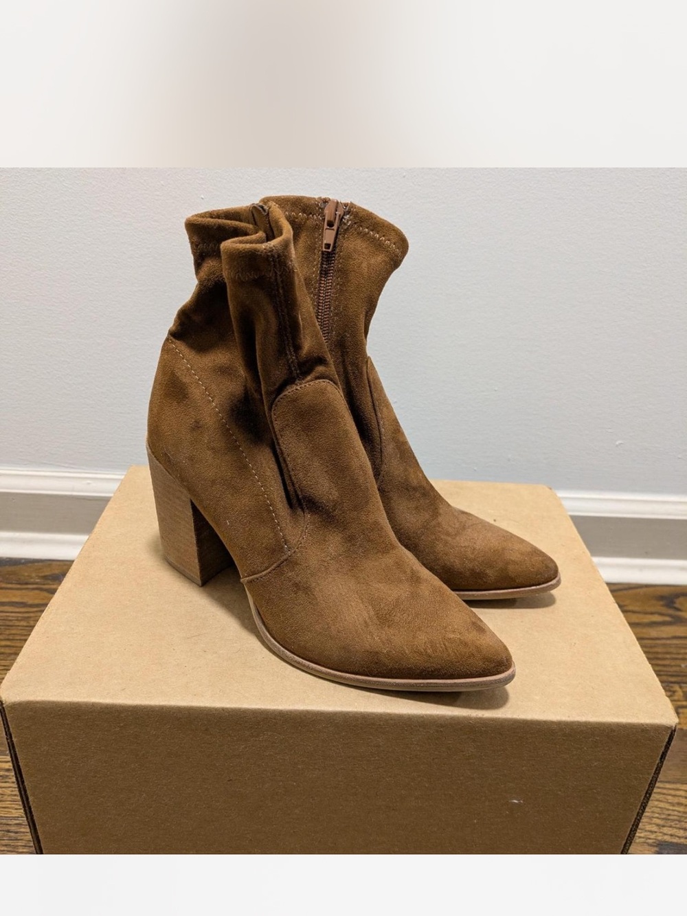Brown suede boots